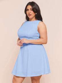 SHEIN BAE Elegantes rosa Satin Kleid in Große Größen mit asymmetrischer Schulterausschnitt und Rückenbindung, geeignet für Partys, Cocktailveranstaltungen, formelle Anlässe, romantische Dates, Hochzeiten/Brautjungfern/Cocktail/Bankette/Muttertag/Mama/Mutter/Muttis Tag/Geburtstagskleider für Frauen, Sommeroutfits für Frauen - Babyblau - Übersicht 7