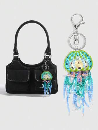 Fairycore 1 pièce Porte-clés style bohème coloré fait main avec perles et gland, charm décoratif pour sacs de vacances