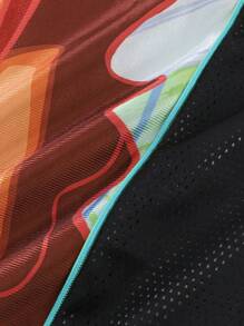 ROMWE MEN Winx Club X ROMWE Spring/Summer Casual Graphic Men'S Anime Colorblock Figure Graphic Mesh Sports Short Sleeve T-Shirt, Athletic Jersey - Green - View 4