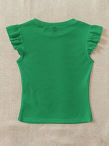 SHEIN VCAY Plus Size Vacation Casual Solid Color Cap Sleeve T-Shirt - Green - View 2