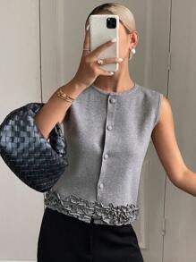 Livesso Nuovo gilet lavorato a maglia estivo da donna per festival musicali