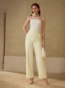 MOTF PREMIUM PRESS CREASE SLANT POCKET SUIT PANTS - Yellow - View 7