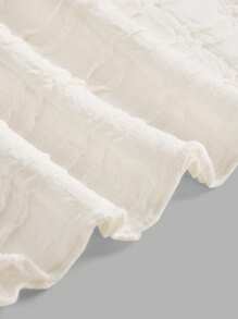 SHEIN Tween Girls Casual Vacation Simple Knitted Jacquard Pleated Sleeveless Top And Shorts Set