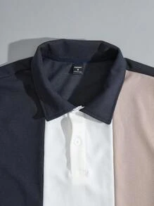 Manfinity RelaxMax Men's Summer Casual Colorblock Short Sleeve Polo Shirt And Shorts Set - Multicolor - View 10