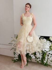 MOTF Soiréza CONTRAST MESH EMBROIDERY COCKTAIL DRESS - Yellow - View 5