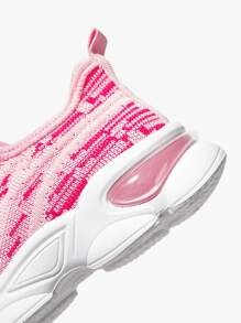 JNSQ 4 Season Versatile Colorblock Mesh Breathable Soft Children Sports Shoes, Back To School - Pink - View 9