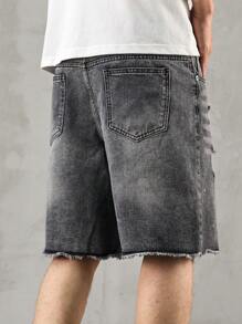 Manfinity Hypemode Men's Casual Loose Fit Distressed Pocket Hem Denim Shorts