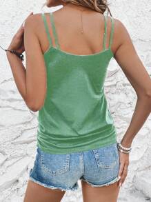 SHEIN LUNE Summer Vacation Casual Solid Color Spaghetti Strap Top - Mint Green - View 2