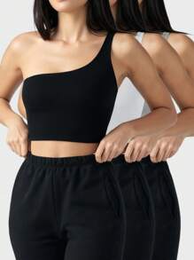 INAWLY 3pcs Women Solid Color Sleeveless Cropped Halter Top, Black/White/Gray - Multicolor - View 2