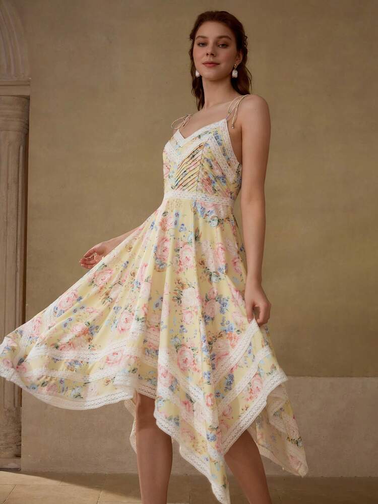 ASYMMETRICAL HEM PRINTED DRESS