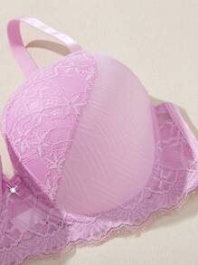 3件套加大码性感蕾丝拼接舒适无缝钢圈提拉塑形文胸