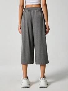 SHEIN EZwear Pantalones capri de cintura con cordón de pierna ancha