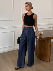 Livesso Jeans larghi casual e sciolti effetto lavato per donne per l'estate - Blu - Visualizzare 4