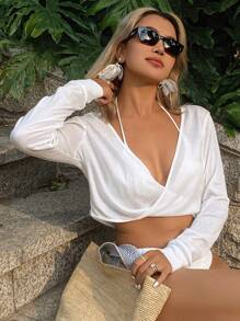 Livesso Women Chiffon Sun Protection Cover Up - White - View 5