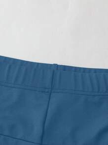Calvaya Plus Size Solid Color Leggings, Fashionable For Summer - Blue - View 3