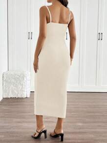 SHEIN Solid Color Maternity Rib Tank Dress