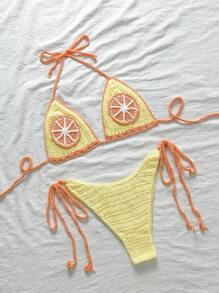 Swim Mod Set di coprispalla e gonna con lacci ai lati in stile uncinetto per vacanze estive, beach cover up per donne