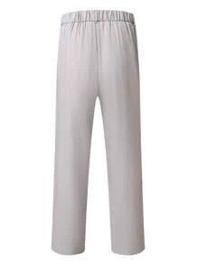 Manfinity Bizformal Men's Simple Fashion Business Casual Zipper Trousers. Men's Trousers Are Suitable For Daily Wear, Commuting, Gatherings, Weddings, School, Parties, Meeting Friends, Shopping. Can Be Given As A Gift To Boyfriends, Friends, Family Formal Pants Dress Pants Men's Suit And Pants Formal Pants For Men Suits Pants - Light Grey - View 4