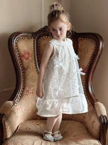 DAZY Young Girls Sweet Bowknot Sequins High-End Princess Dress, Young Girls Summer Outfits,Fall Clothes