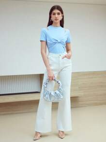 MOTF STUDIO CUT OUT RUCHED T-SHIRT