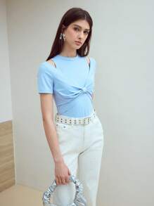 MOTF STUDIO CUT OUT RUCHED T-SHIRT