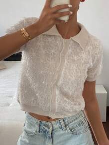 DAZY Damen Einfacher Lässiger Pailletten Strickpullover, Neuer Sommereintrag