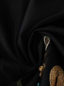 Modelyn Plus Size Women's Floral Embroidery Mesh Elegant Arabic Style Dress - Multicolor - View 4