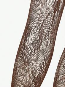 SHEIN ICON 1 Paar Damen süße, sexy Spitze, strukturierte Blumen-Reben Netzstrümpfe, geeignet für Lässig, Party