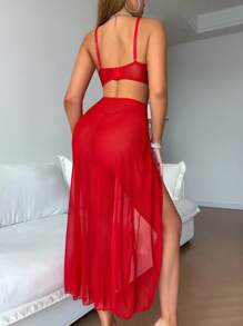 Fantasy Costume Set de 3 piezas de disfraz de sacerdotisa diosa para mujer, vestido de corte alto con abertura en el pecho y decoración con cadena