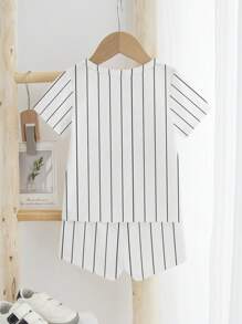 2 pièces/Set T-shirt à manches courtes et short décontractés avec imprimé numérique pour bébé garçon, été