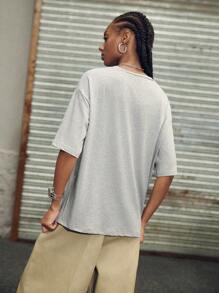 Streetz SHEIN Sport Camiseta holgada informal con estampado para mujer, apta para hacer deporte y uso diario