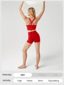GLOWMODE Sujetador deportivo de sostén ligero FeatherFit™ con tirantes cruzados tipo longline, para yoga, gimnasio y uso diario