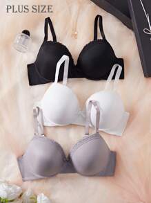 Snug Zone 3pièces/Set Soutien-gorge minimaliste avec armature, pour femmes en taille forte. Soulève et soutient.