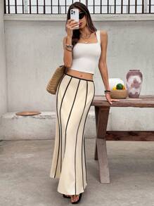 SHEIN Frenchy Gonna lunga a righe da donna a vita alta a sirena