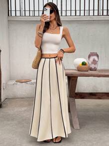 SHEIN Frenchy Gonna lunga a righe da donna a vita alta a sirena