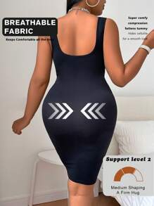 SHEIN Vestido tipo funda de talla grande de color liso y elástico que da forma, para el verano