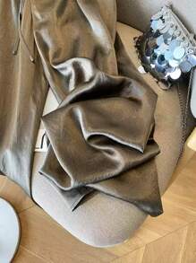 Franclia Women's Loose Comfy Wide Leg Pants, Acetate Textured Fall Cloth For Women - Coffee Brown - View 3