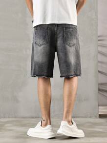 Manfinity Hypemode Men's Casual Loose Fit Distressed Pocket Hem Denim Shorts