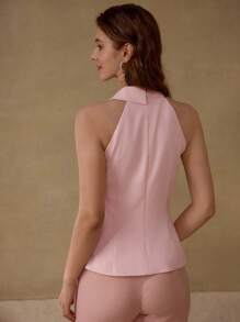 MOTF PREMIUM FLORAL PATCHED SLEEVELESS BLOUSE - Baby Pink - View 5