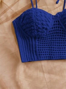 Soleia Top de punto minimalista y liso para mujer, adecuado para uso diario, vacaciones en la playa, primavera y verano, apto para otoño/invierno - azul real - Ver 6