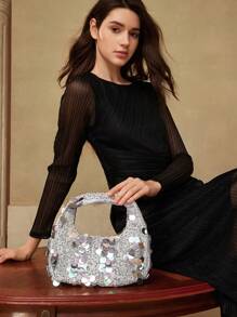 MOTF PREMIUM Borsa a mano con chiusura lampo e paillettes per donna