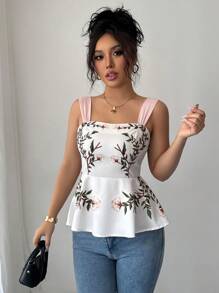 Elenzga Ladies Elegant Romantic Vacation Summer Top - Apricot - View 4