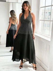 Calvaya Abito lungo elegante con cintura, taglie curvy per donna