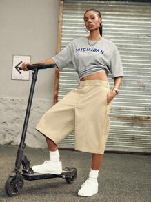 Streetz SHEIN Sport Camiseta holgada informal con estampado para mujer, apta para hacer deporte y uso diario