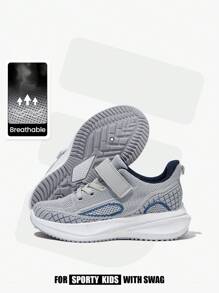 JNSQ 1 Paar vielseitige, lässige, bequeme, weichsolige, atmungsaktive Schnürstiefel in Kontrastfarben grau/blau für Jungen, perfekt für den Schulstart