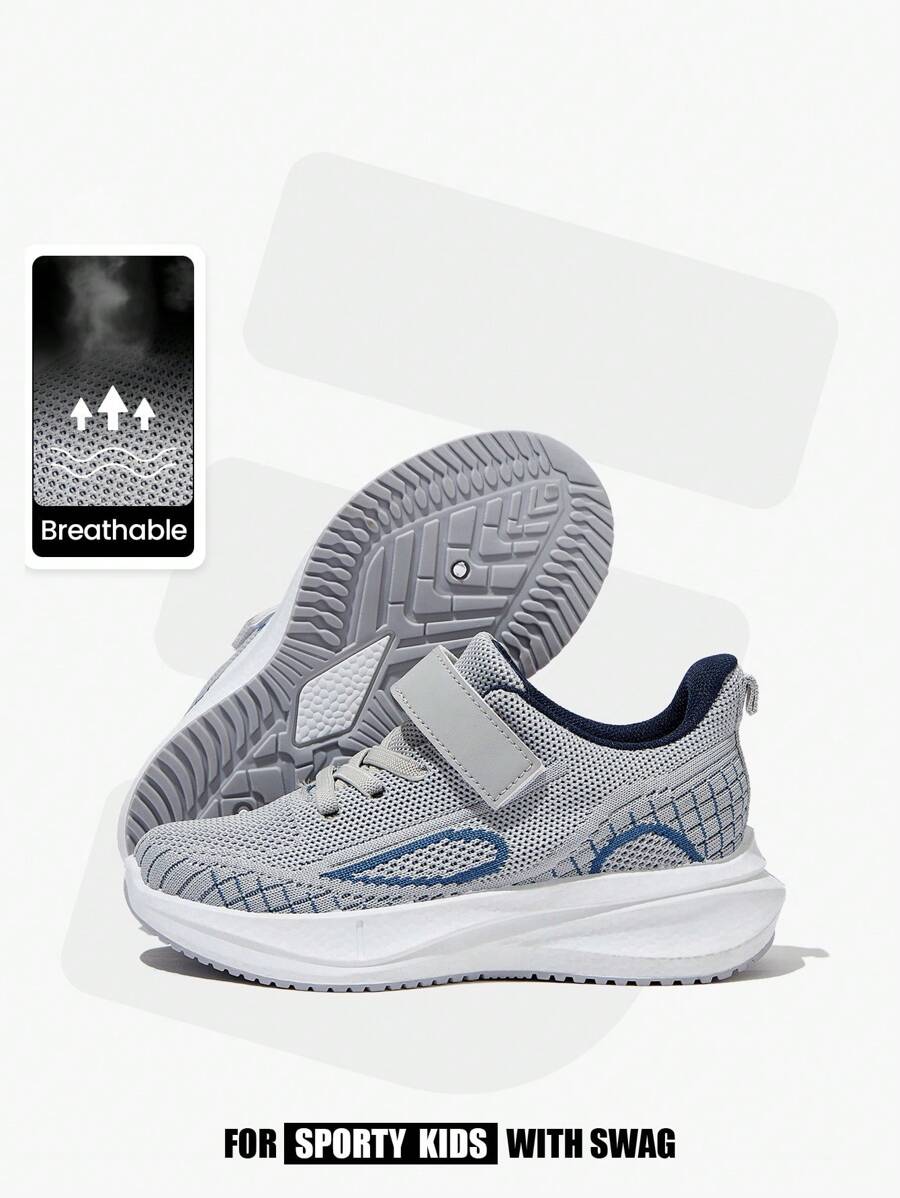 JNSQ 1 Paar vielseitige, lässige, bequeme, weichsolige, atmungsaktive Schnürstiefel in Kontrastfarben grau/blau für Jungen, perfekt für den Schulstart