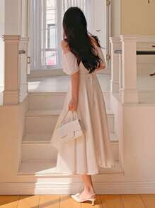 DAZY 女士无袖 A 字中长连衣裙 婚礼女士连衣裙 - 粉色 - 查看 8