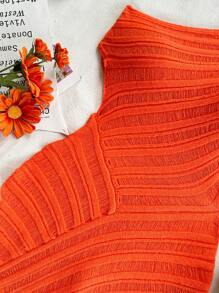 SHEIN Unity Hollow Out Splice Solid Color Asymmetric Neckline Sleeveless Dress - Red - View 4