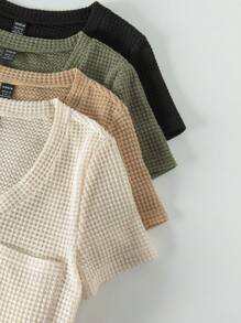 GlowEve Damen V-Ausschnitt Kurzarm Tasche Lässig vielseitiges T-Shirt