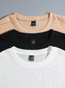 Manfinity RelaxMax Camiseta de manga corta casual de verano para hombres con parche con letra